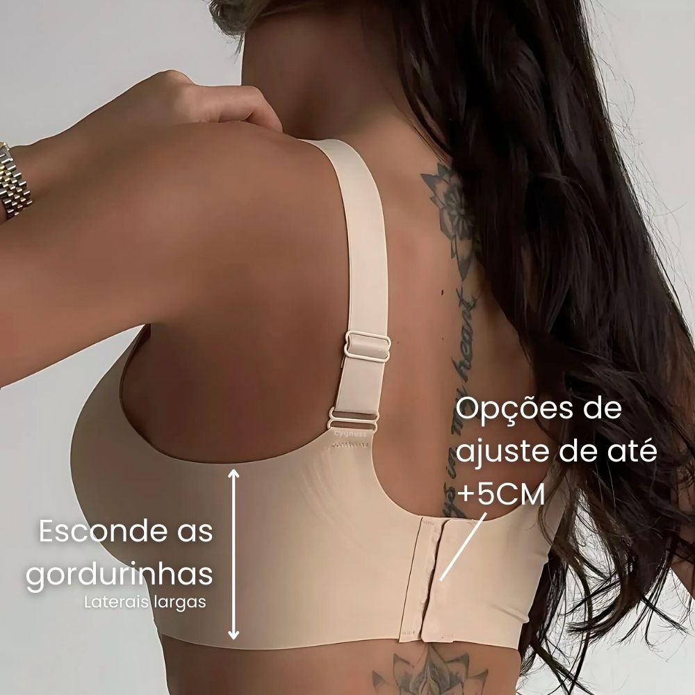 Imagem em close da alça aveludada e reforçada do Sutiã Premium Reforçado Cygnuss, demonstrando sua maciez e qualidade.