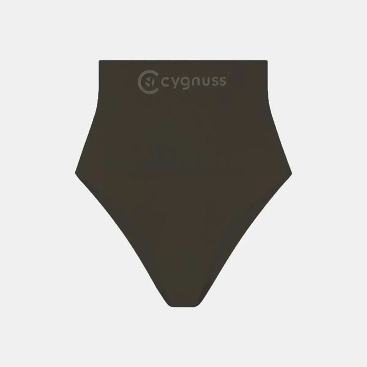 Imagem da Calcinha Modeladora Pêra da Cygnuss, modelo tanga na cor preta, exibida em posição plana sobre fundo branco, com cintura super alta e design que afina a silhueta.

