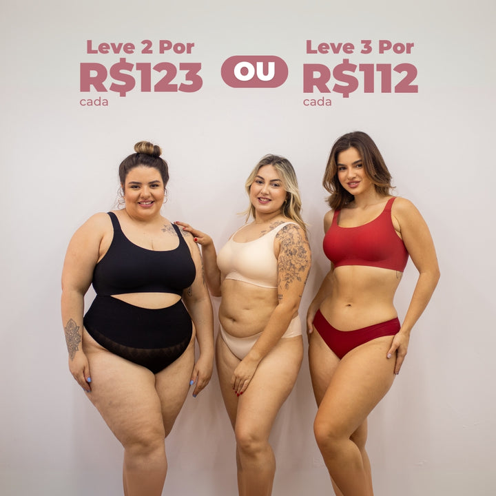 Oferta especial do sutiã premium reforçado: leve 2 por R$123 ou 3 por R$112 cada.